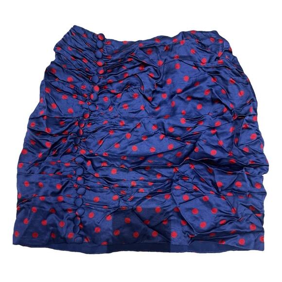 FOR LOVE & LEMONS MINI SKIRT Mavis Blue & Red Polka Dot Buttons details SMALL - Picture 1 of 10